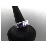 .925 Sterling Silver Amethyst Crystal Ring Size 6.25