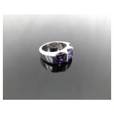 .925 Sterling Silver Amethyst Crystal Ring Size 6.25