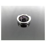 .925 Sterling Silver Amethyst Crystal Ring Size 6.25