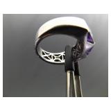 .925 Sterling Silver Amethyst Crystal Ring Size 6.25