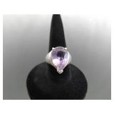 .925 Sterling Silver Amethyst Crystal Ring Size 4.5