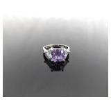 .925 Sterling Silver Amethyst Crystal Ring Size 8