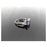 .925 Sterling Silver Amethyst Crystal Ring Size 8