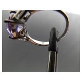.925 Sterling Silver Amethyst Crystal Ring Size 8