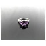 .925 Sterling Silver Amethyst Crystal Ring Size 7