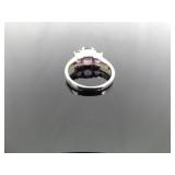 .925 Sterling Silver Amethyst Crystal Ring Size 7