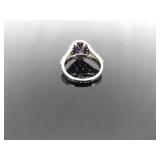 .925 Sterling Silver Amethyst Crystal Ring Size 7