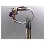 .925 Sterling Silver Amethyst Crystal Ring Size 6