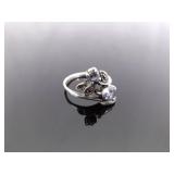 .925 Sterling Silver Art Nouveau Amethyst Crystal Ring Size 6.75