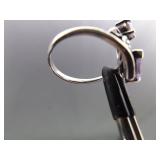 .925 Sterling Silver Art Nouveau Amethyst Crystal Ring Size 6.75