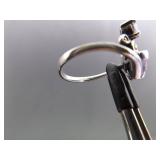 .925 Sterling Silver Art Nouveau Amethyst Crystal Ring Size 6.75