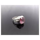 .925 Sterling Silver Pink Sapphire Ring Size 7.5