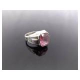 .925 Sterling Silver Pink Sapphire Ring Size 7.5