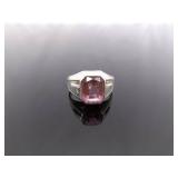 .925 Sterling Silver Pink Sapphire Ring Size 7.5