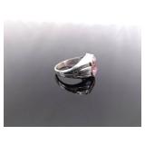 .925 Sterling Silver Pink Sapphire Ring Size 7.5