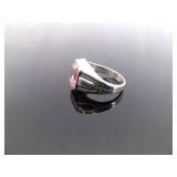 .925 Sterling Silver Pink Sapphire Ring Size 7.5