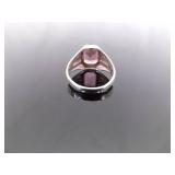 .925 Sterling Silver Pink Sapphire Ring Size 7.5
