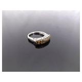 .925 Sterling Silver Stacked Citrine Crystal Ring Size 6