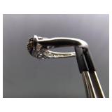 .925 Sterling Silver Stacked Citrine Crystal Ring Size 6