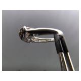 .925 Sterling Silver Stacked Citrine Crystal Ring Size 6