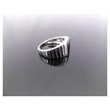.925 Sterling Silver Inlayed Black Onyx Ring Size 7