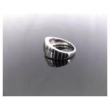 .925 Sterling Silver Inlayed Black Onyx Ring Size 7