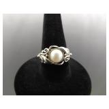 .925 Sterling Silver Pearl Ring Size 5.75