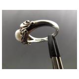 .925 Sterling Silver Pearl Ring Size 5.75