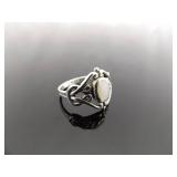 .925 Sterling Silver Inlayed Mother of Pearl Ring Size 6.75