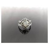 .925 Sterling Silver Inlayed Mother of Pearl Ring Size 6.75