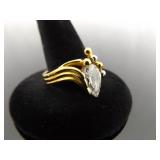 .925 Sterling Silver Marquise Cut Zirconia Vermeil Ring Size 8.75