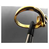 .925 Sterling Silver Marquise Cut Zirconia Vermeil Ring Size 8.75