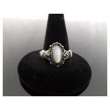 .925 Sterling Silver Inlayed Mother of Pearl Ring Size 8.5