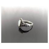 .925 Sterling Silver Inlayed Mother of Pearl Ring Size 8.5