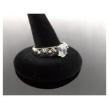 .925 Sterling Silver Zirconia Solitaire Ring Size 10.25