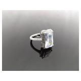 .925 Sterling Silver Zirconia Ring Size 6