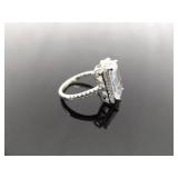 .925 Sterling Silver Zirconia Ring Size 6