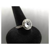 .925 Sterling Silver Diamond Accented Zirconia Ring Size 6.25