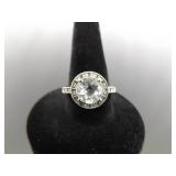.925 Sterling Silver Diamond Accented Zirconia Ring Size 6.25