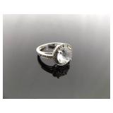 .925 Sterling Silver Diamond Accented Zirconia Ring Size 6.25