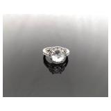 .925 Sterling Silver Diamond Accented Zirconia Ring Size 6.25