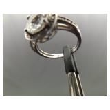 .925 Sterling Silver Diamond Accented Zirconia Ring Size 6.25