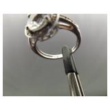 .925 Sterling Silver Diamond Accented Zirconia Ring Size 6.25