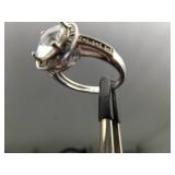 .925 Sterling Silver Diamond Accented Zirconia Ring Size 6.25