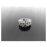 .925 Sterling Silver Stacked Zirconia Flower Ring Size 8