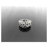 .925 Sterling Silver Stacked Zirconia Flower Ring Size 8