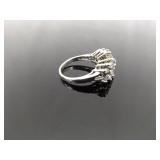 .925 Sterling Silver Stacked Zirconia Flower Ring Size 8