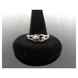 .925 Sterling Silver Sun and Moon Ring Size 9