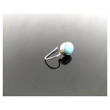 .925 Sterling Silver Sleeping Beauty Turquoise Cabochon Hook Earrings
