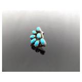 .925 Sterling Silver Signed Sleeping Beauty Turquoise Cabochon Post Earrings